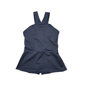 Fabletics Black Peplum Halter Top Open Back Activewear XS Workout Sporty Gym